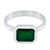 Maria Green Solitaire Ring for Women in Sterling Silver Indian Emerald Green