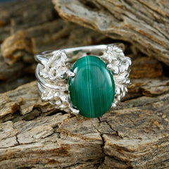 Agustina Green Solitaire Ring with Silver Detail