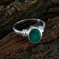 Mathilde Green Solitaire Ring with Sterling Silver Band