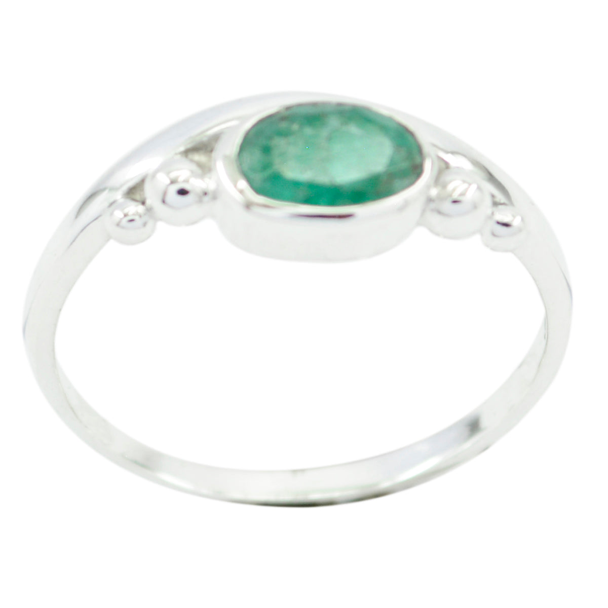 Hana Green Solitaire Ring with Gemstone Accent Indian Emerald Green