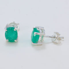 Agnes Green Solitaire Stud Earrings for Everyday Glam