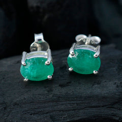 Agnes Green Solitaire Stud Earrings for Everyday Glam