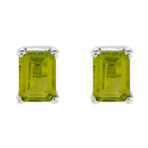 Yuna Green Solitaire Stud Earrings for Everyday Glam Peridot Green Stud