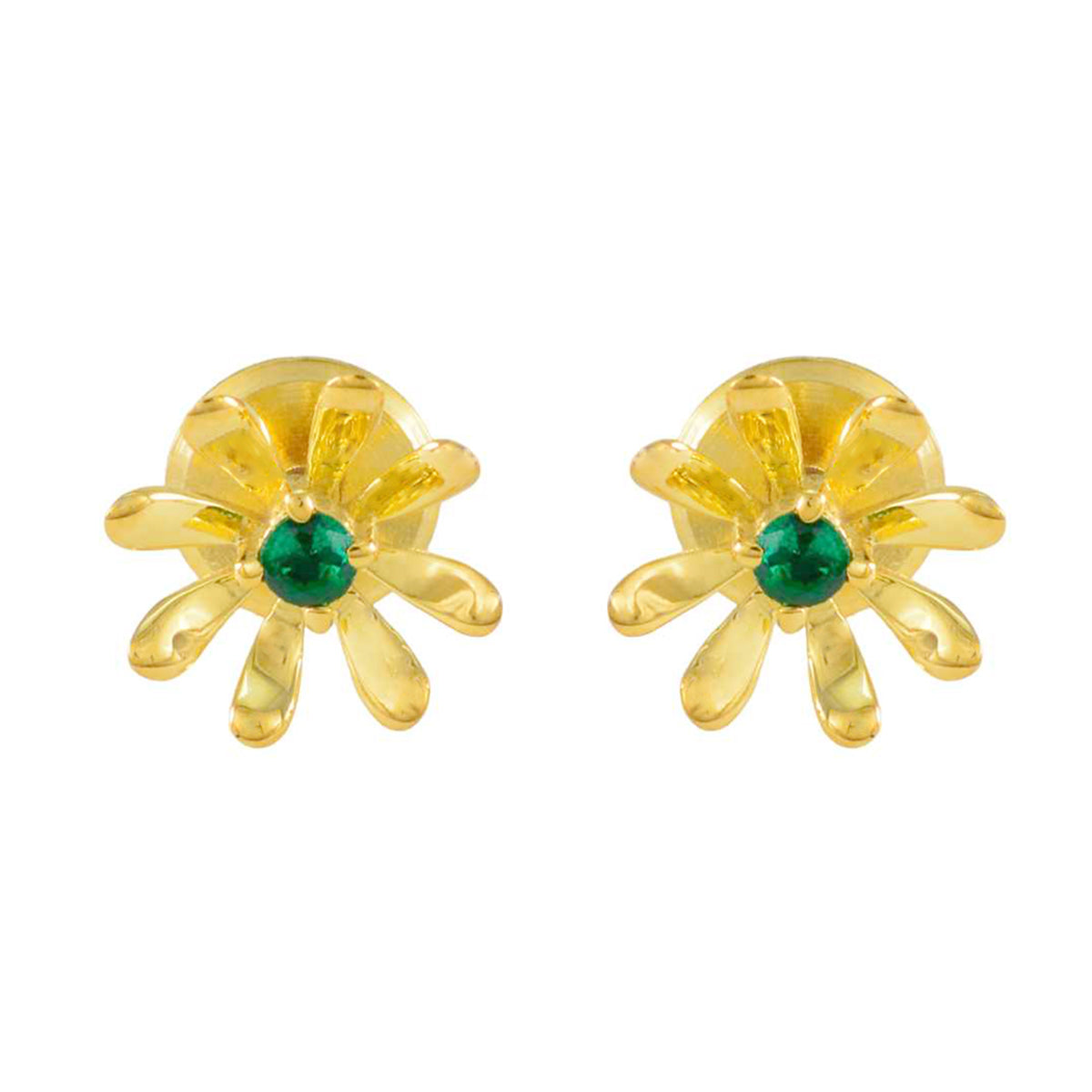 Ángeles Green Solitaire Stud Earrings for Everyday Glam Emerald CZ Green Stud