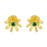 Ángeles Green Solitaire Stud Earrings for Everyday Glam Emerald CZ Green Stud