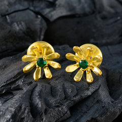 Ángeles Green Solitaire Stud Earrings for Everyday Glam