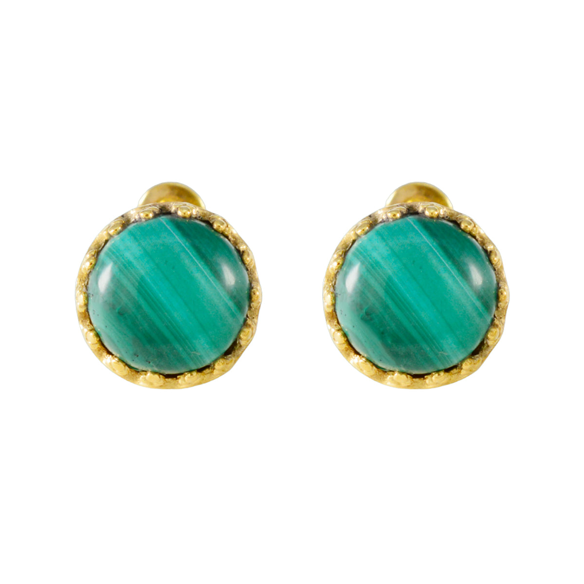 Andrea Green Solitaire Stud Earrings - Elegant Gemstone Style Malachite Green Stud