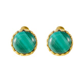 Andrea Green Solitaire Stud Earrings - Elegant Gemstone Style Malachite Green Stud