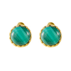 Andrea Green Solitaire Stud Earrings - Elegant Gemstone Style Malachite Green Stud