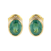 Mei Green Solitaire Stud Earrings for Everyday Glam Emerald CZ Green Stud