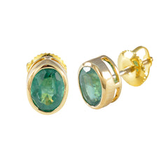 Mei Green Solitaire Stud Earrings for Everyday Glam