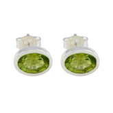 Min-seo Green Solitaire Stud Earrings for Everyday Glam Peridot Green Stud