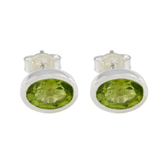 Min-seo Green Solitaire Stud Earrings for Everyday Glam Peridot Green Stud