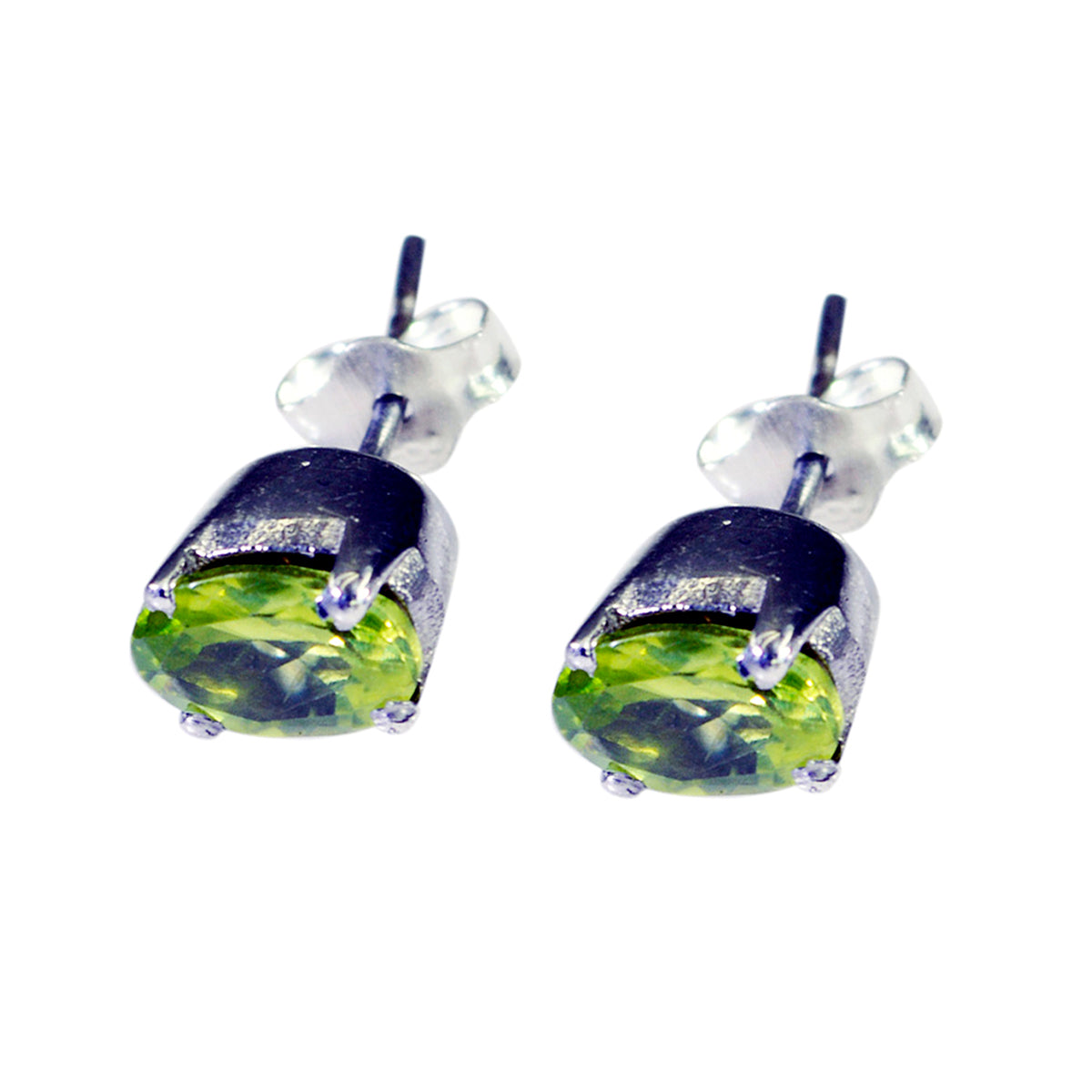 Greta Green Solitaire Stud Earrings for Everyday Glam Peridot Green Stud