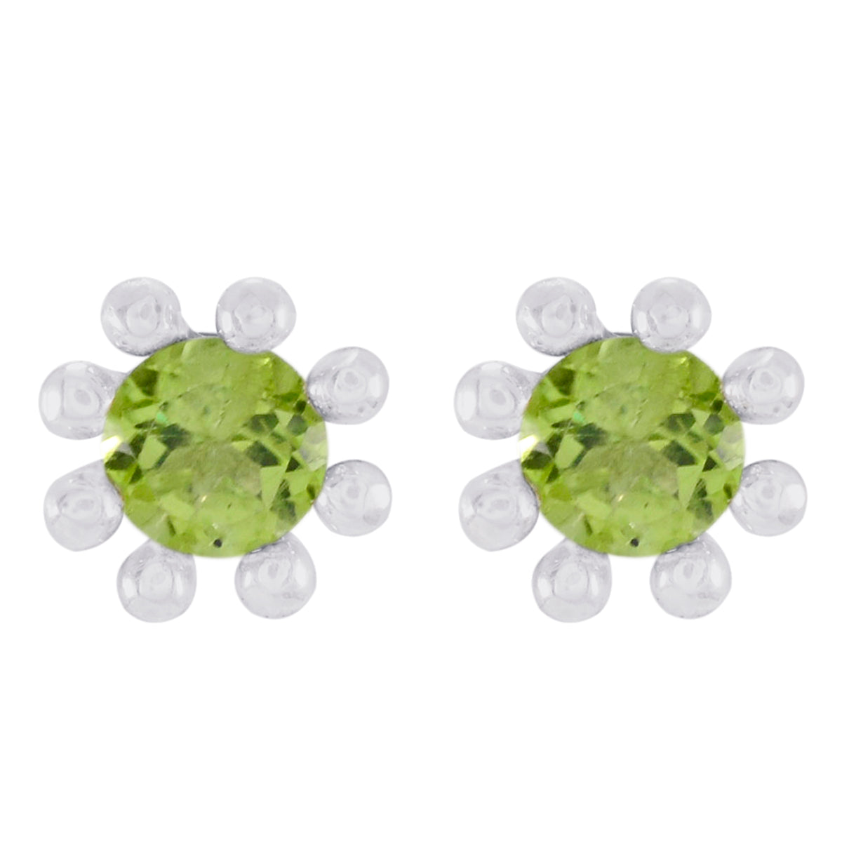 Ines Green Solitaire Stud Earrings for Everyday Glam Peridot Green Stud