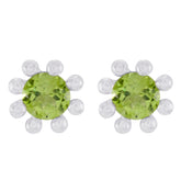 Ines Green Solitaire Stud Earrings for Everyday Glam Peridot Green Stud