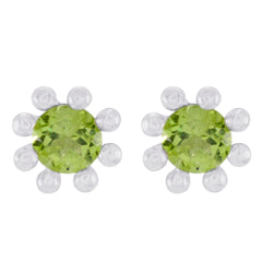 Ines Green Solitaire Stud Earrings for Everyday Glam Peridot Green Stud