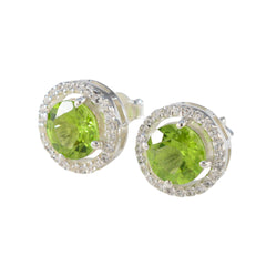 Riley Green Solitaire Stud Earrings with Sparkling Halo