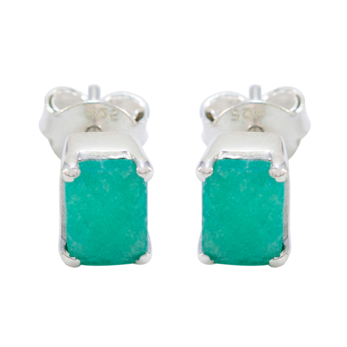 Cecilia Green Solitaire Stud Earrings for Everyday Glam Indian Emerald Green Stud