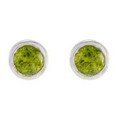 Ida Green Solitaire Stud Earrings for Everyday Glam Peridot Green Stud