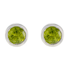 Ida Green Solitaire Stud Earrings for Everyday Glam Peridot Green Stud
