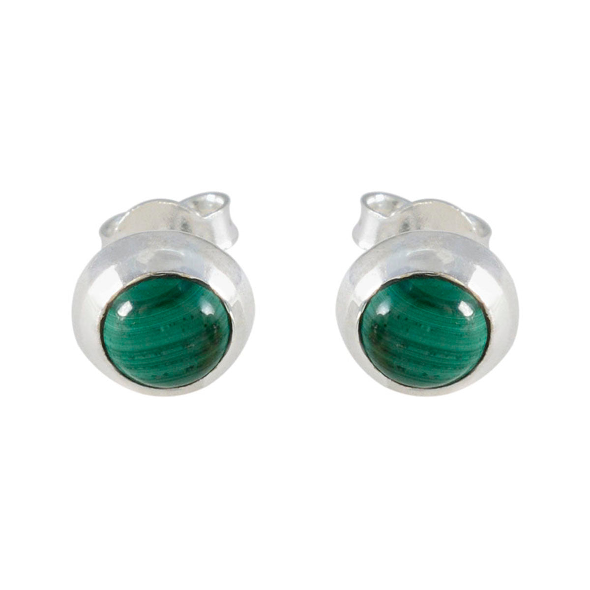 Pauline Green Solitaire Stud Earrings for Everyday Wear Malachite Green Stud