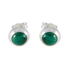 Pauline Green Solitaire Stud Earrings for Everyday Wear Malachite Green Stud