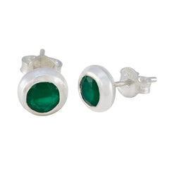 Eleanor Green Solitaire Stud Earrings for Everyday Glam