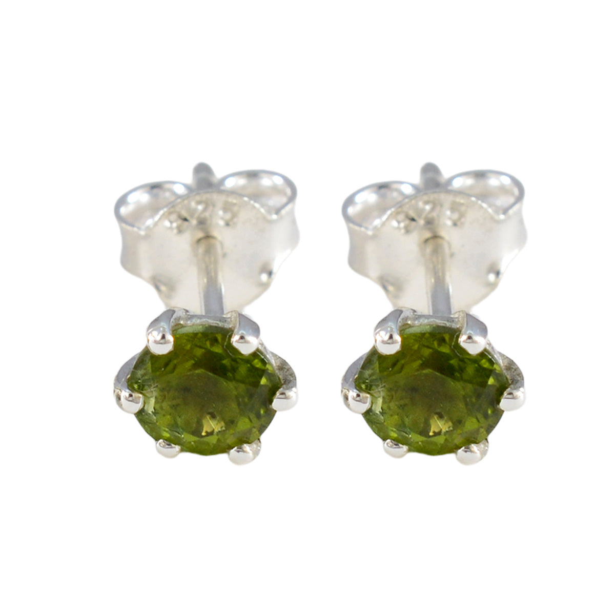 Aiko Green Solitaire Stud Earrings for Everyday Glam Peridot Green Stud