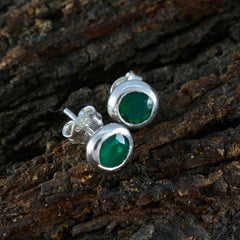 Eleanor Green Solitaire Stud Earrings for Everyday Glam