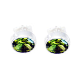 Harper Green Solitaire Stud Earrings for Everyday Glam Peridot Green Stud