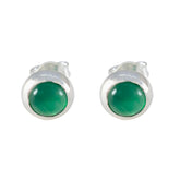 Clara Green Solitaire Stud Earrings for Everyday Glam Green Onyx Green Stud