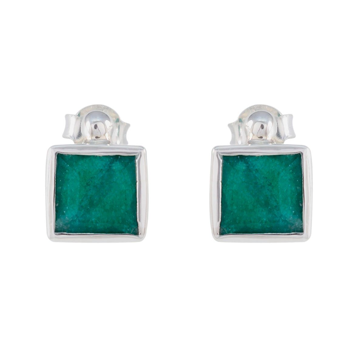 Teresa Green Solitaire Stud Earrings for Everyday Wear Indian Emerald Green Stud