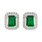 Mariana Green Stud Earrings with Sparkling Accents Emerald CZ Green Stud