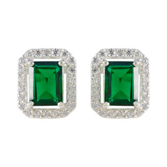 Mariana Green Stud Earrings with Sparkling Accents Emerald CZ Green Stud