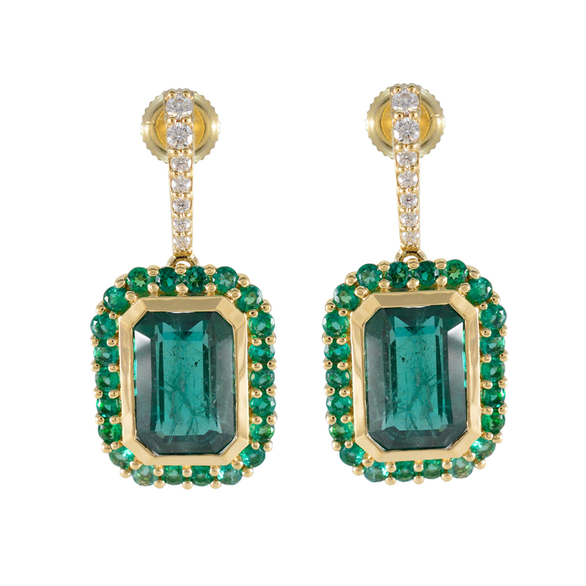 Kristine Green Stud Earrings with Gemstone Accents Emerald CZ Green Stud