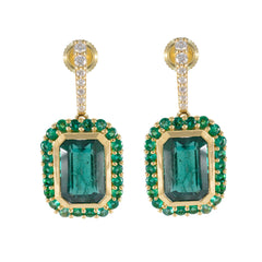 Kristine Green Stud Earrings with Gemstone Accents Emerald CZ Green Stud