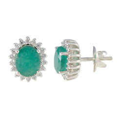 Milagros Green Stud Earrings for Women - Elegant Design