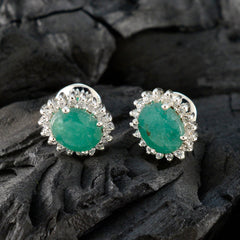Milagros Green Stud Earrings for Women - Elegant Design