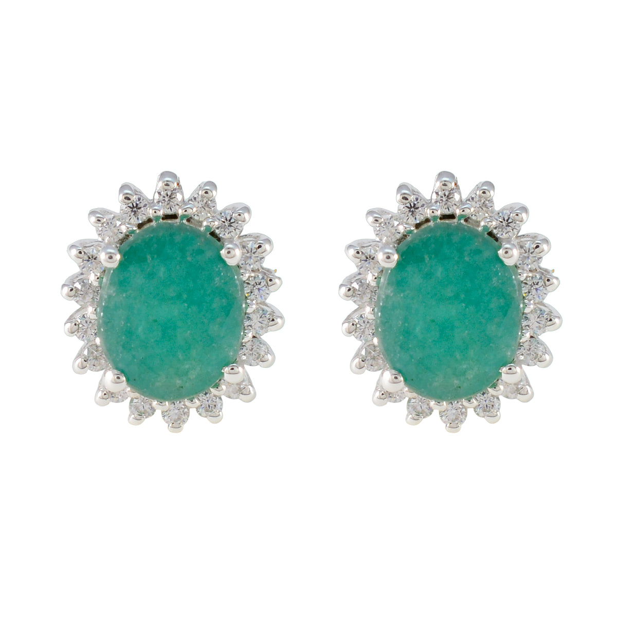 Milagros Green Stud Earrings for Women - Elegant Design Emerald CZ Green Stud
