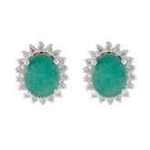 Milagros Green Stud Earrings for Women - Elegant Design Emerald CZ Green Stud