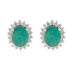 Milagros Green Stud Earrings for Women - Elegant Design Emerald CZ Green Stud