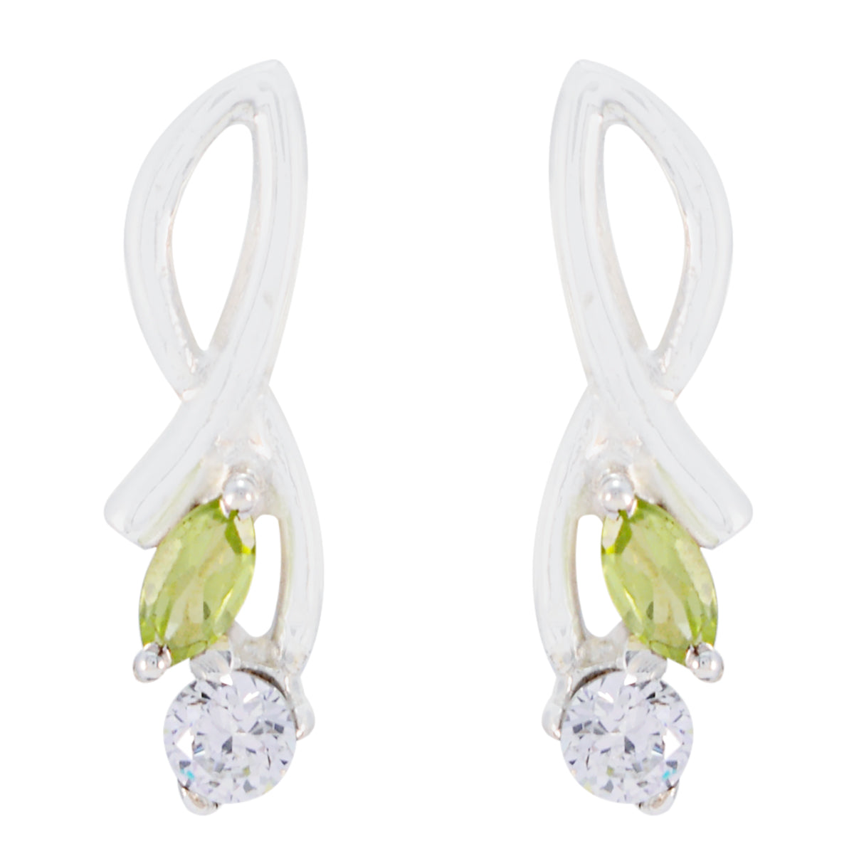 Andrea Green Stud Earrings India - Stylish Gemstone Jewelry Peridot Green Stud