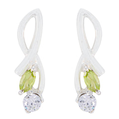 Andrea Green Stud Earrings India - Stylish Gemstone Jewelry Peridot Green Stud