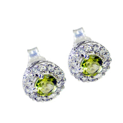 Luisa Green Stud Earrings with Sparkling Gemstone Halo