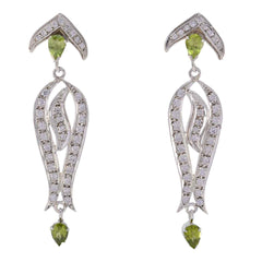 Angel Green Stud Earrings with Elegant Design Peridot Green Stud