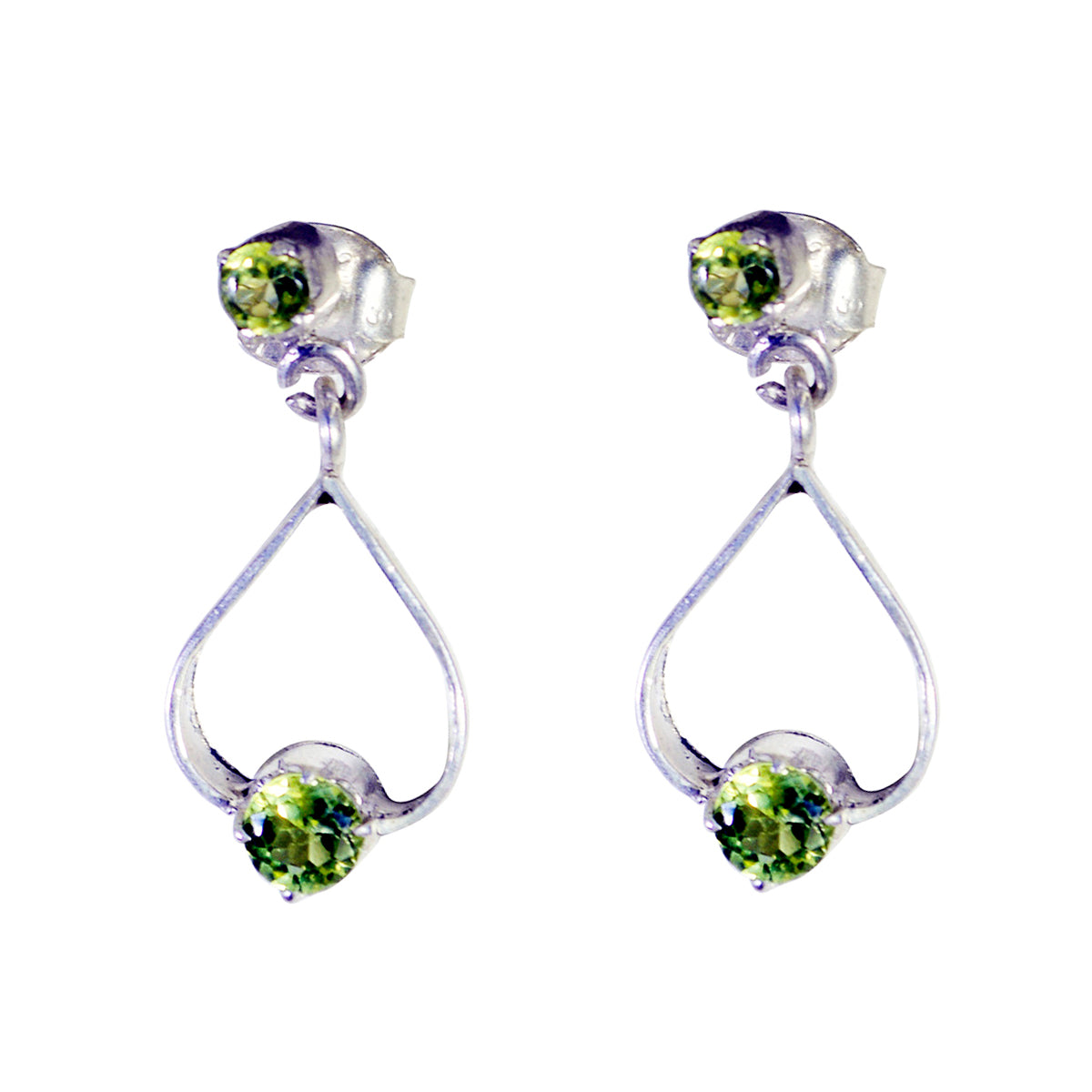 Katharina Green Stud Earrings in Silver Design Peridot Green Stud