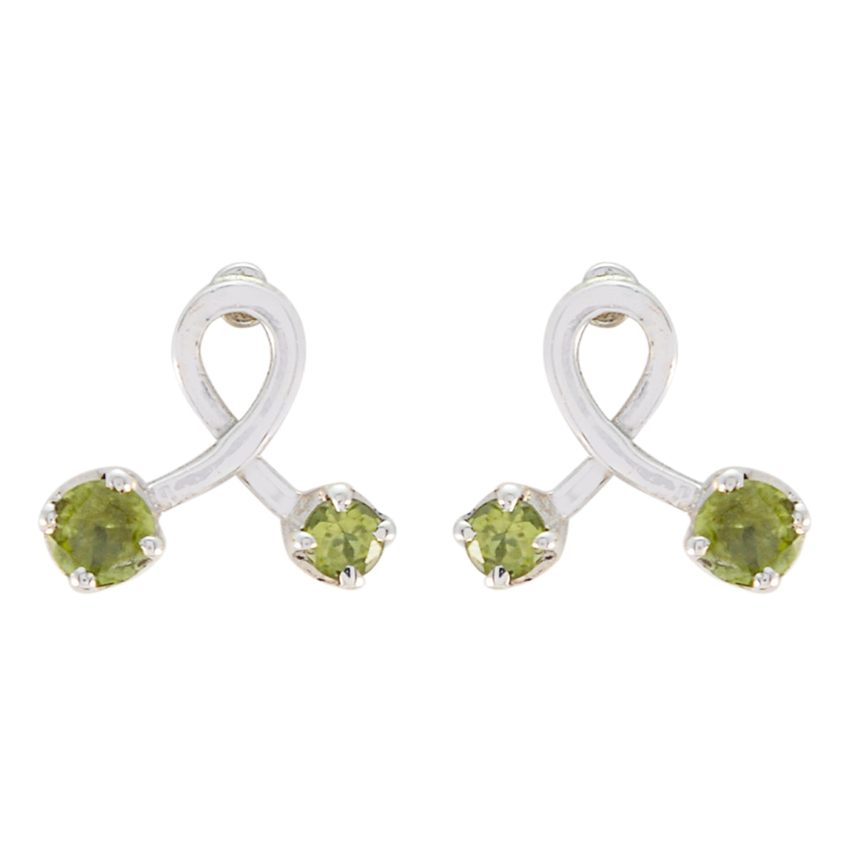 Katarina Green Stud Earrings with Unique Design Peridot Green Stud