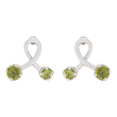 Katarina Green Stud Earrings with Unique Design Peridot Green Stud