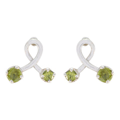Katarina Green Stud Earrings with Unique Design Peridot Green Stud